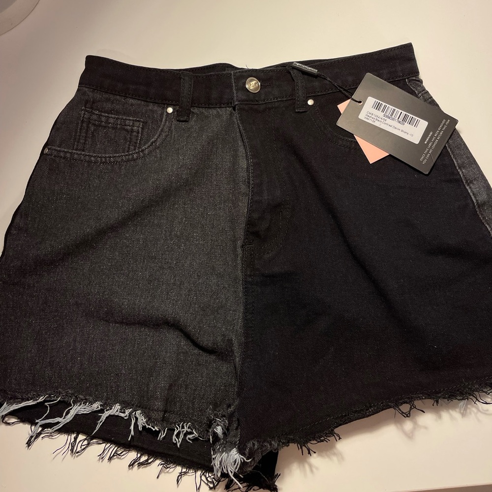 Prettylittlething two tone denim shorts with tags